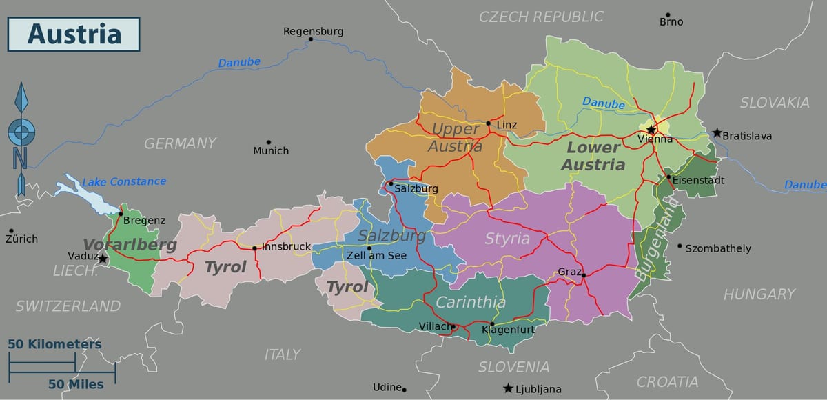 austria atractii hartă