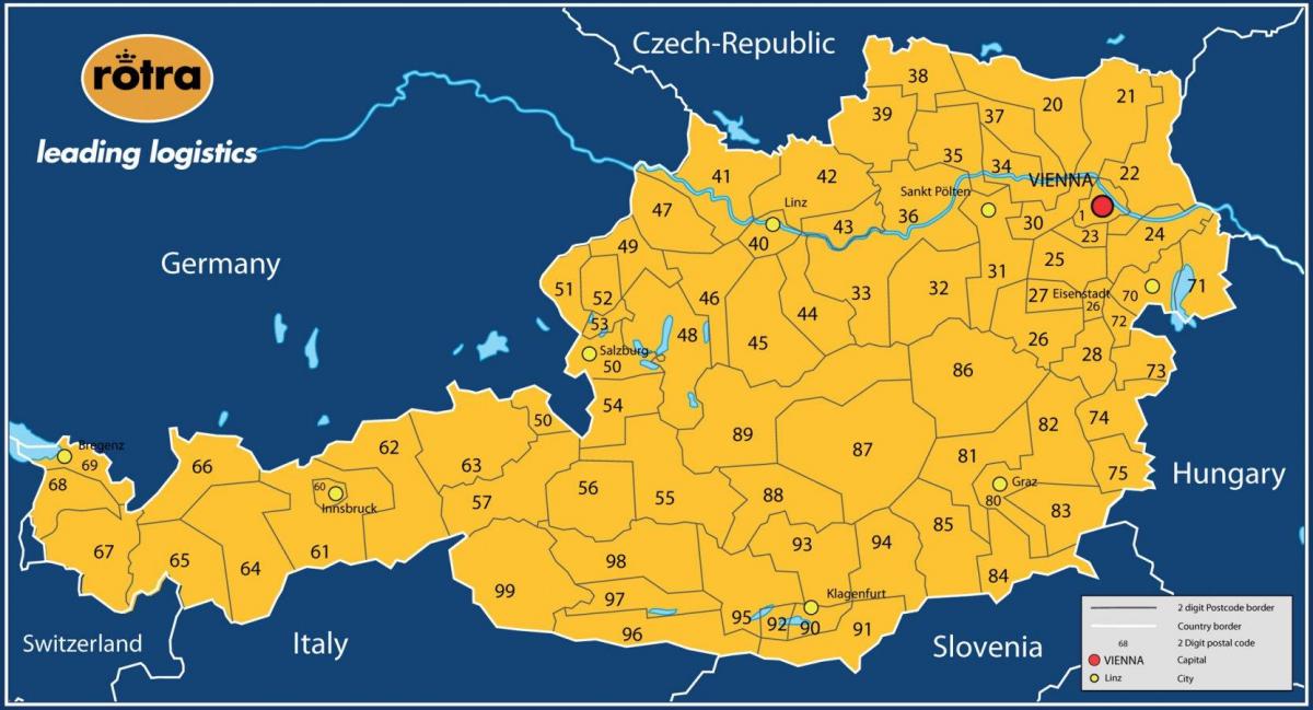 harta austria cod poștal 