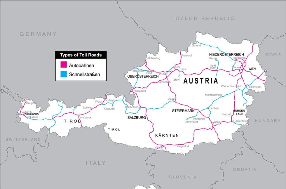 drumurile cu taxă în austria hartă