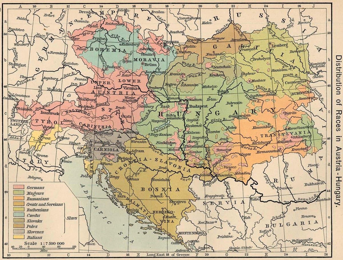 austria, ungaria hartă 1900