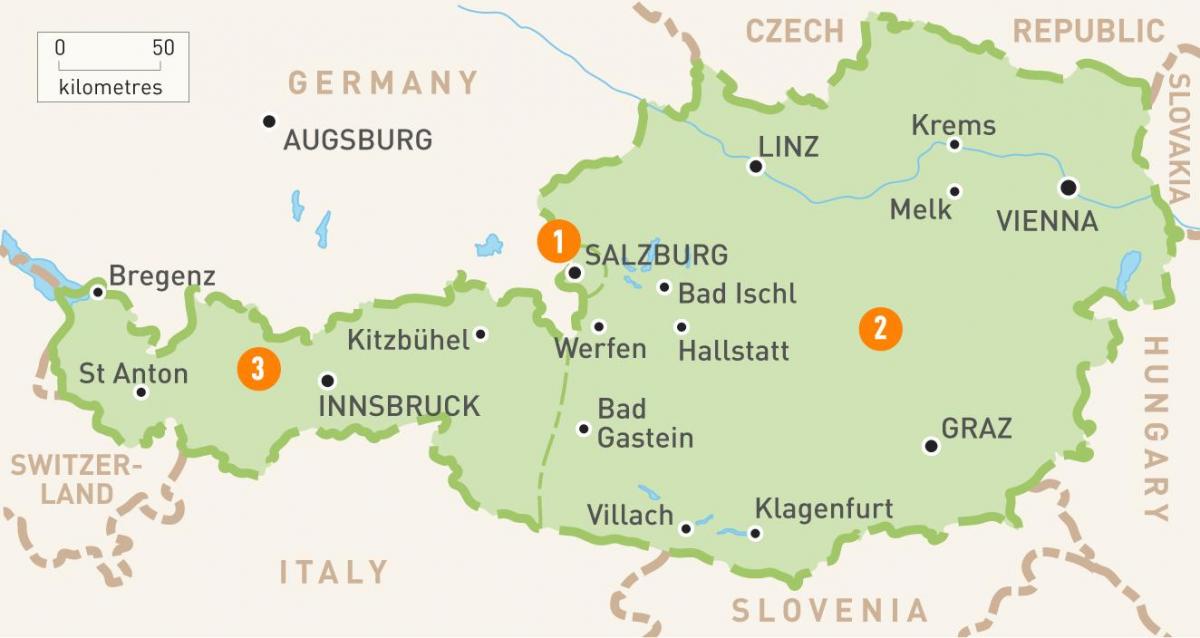 o hartă din austria