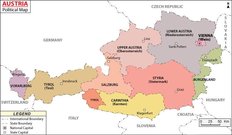 harta austria politice 