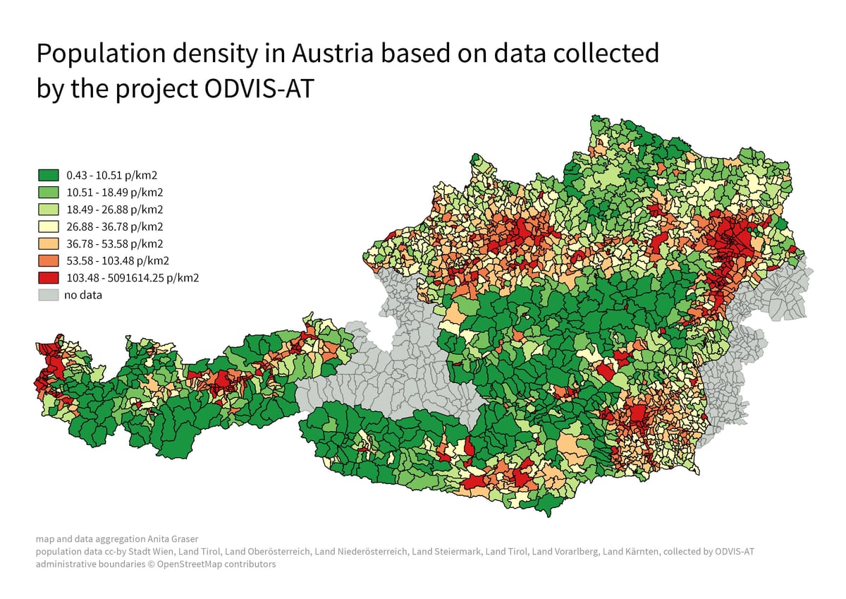 austria densitatea populației hartă
