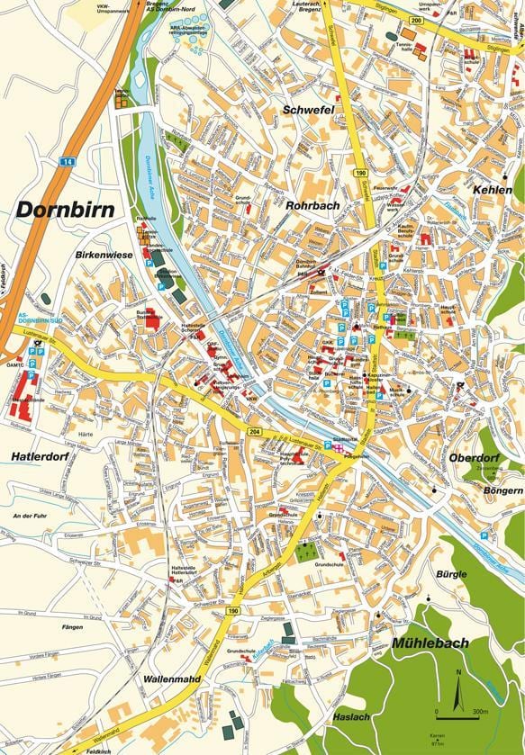 harta orașului dornbirn, austria