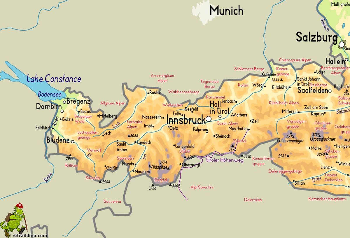 harta orașului mayrhofen, austria