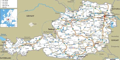 Harta detaliată a austriei cu orașe