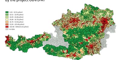 Austria densitatea populației hartă